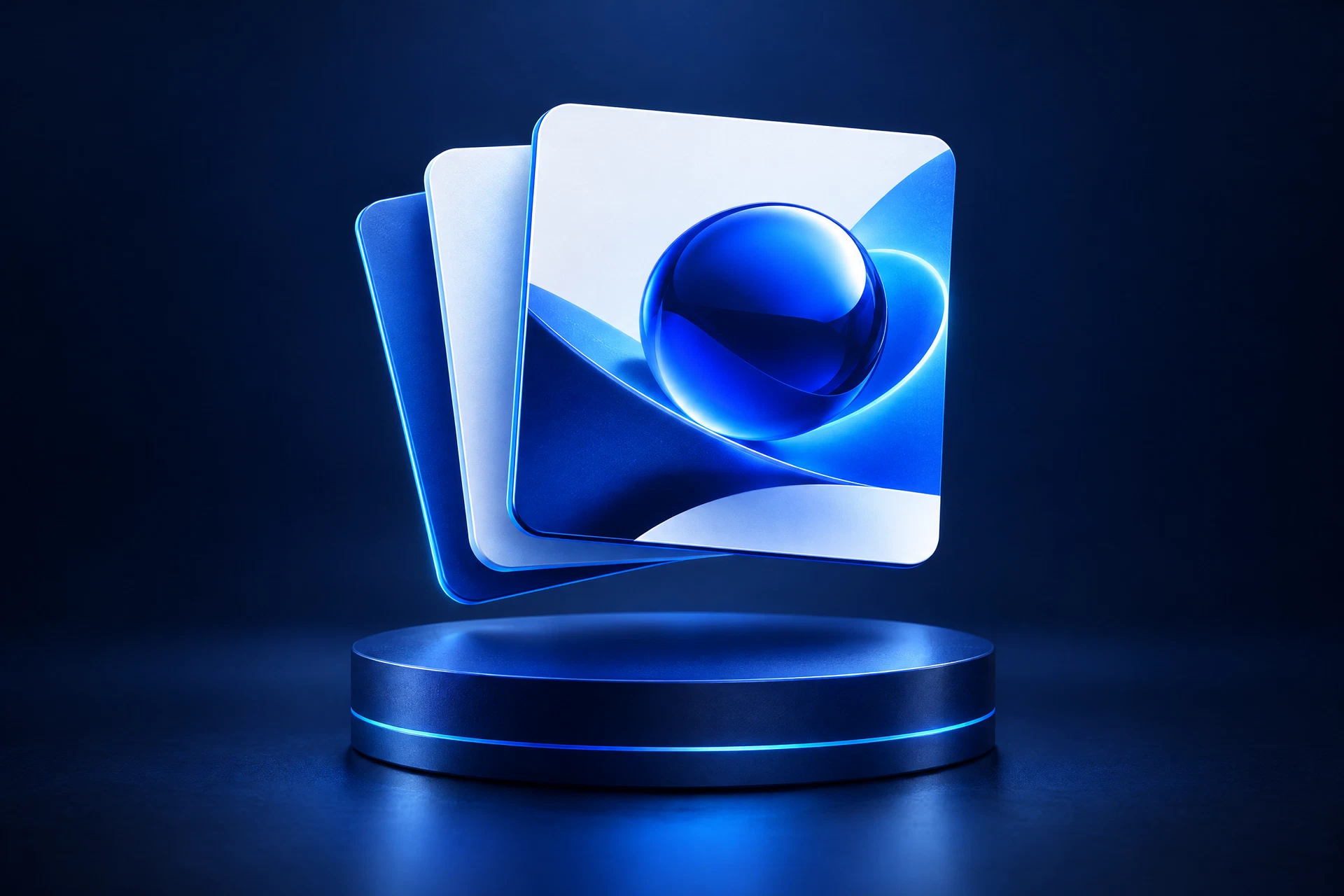 3D social media campaign cards with an abstract ad visual